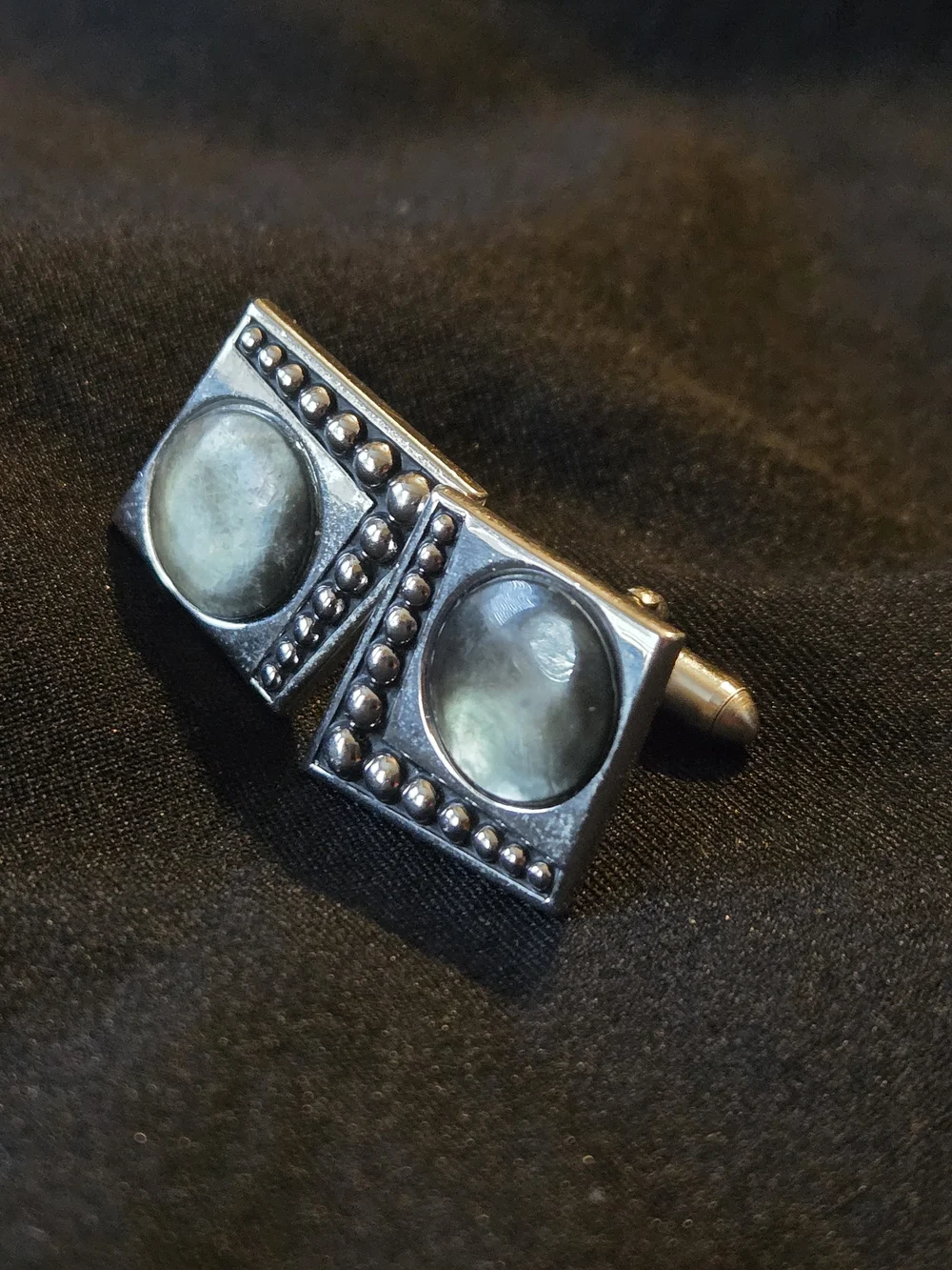 Vintage SWANK Men's Cufflinks - Square Gray Abalone / Mother of Pearl  1950-1960